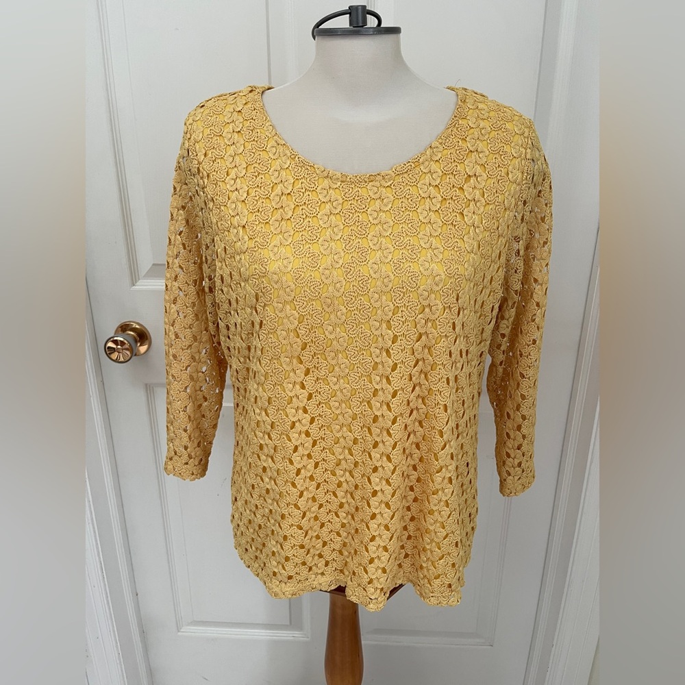 TanJay Yellow 3/4 Sleeve Blouse